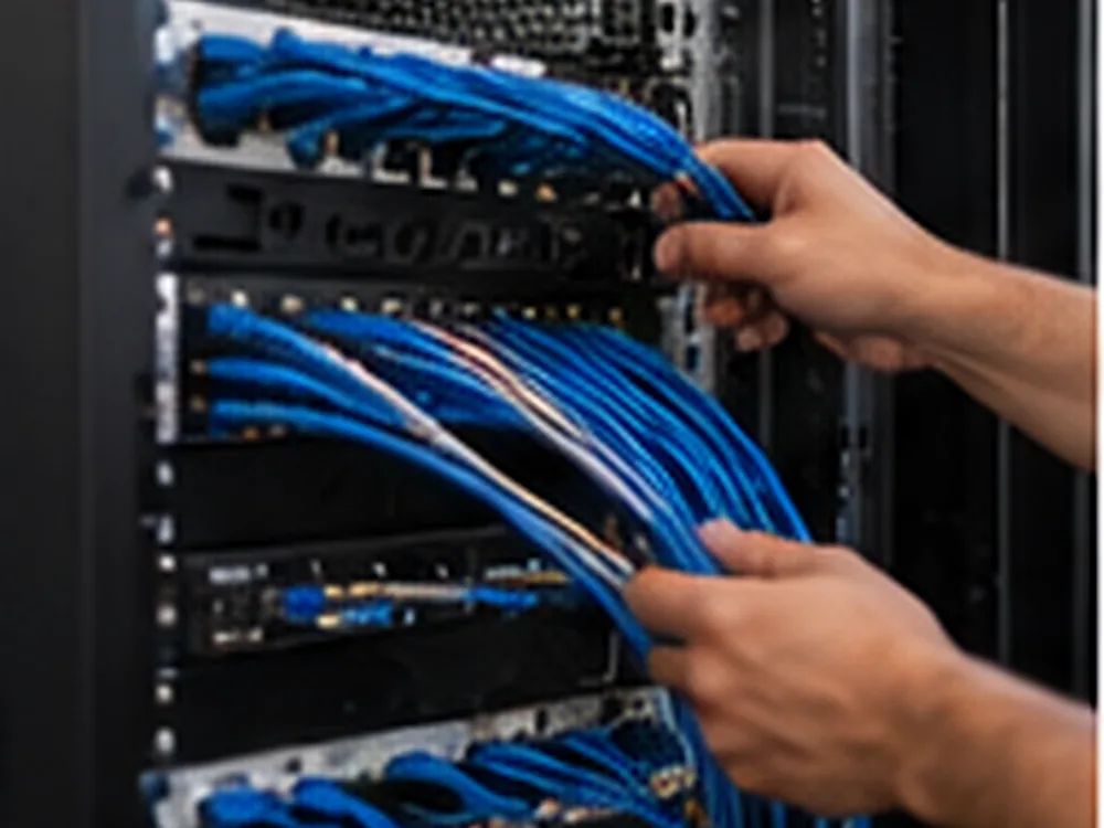 Rack de red ordenado con cableado estructurado