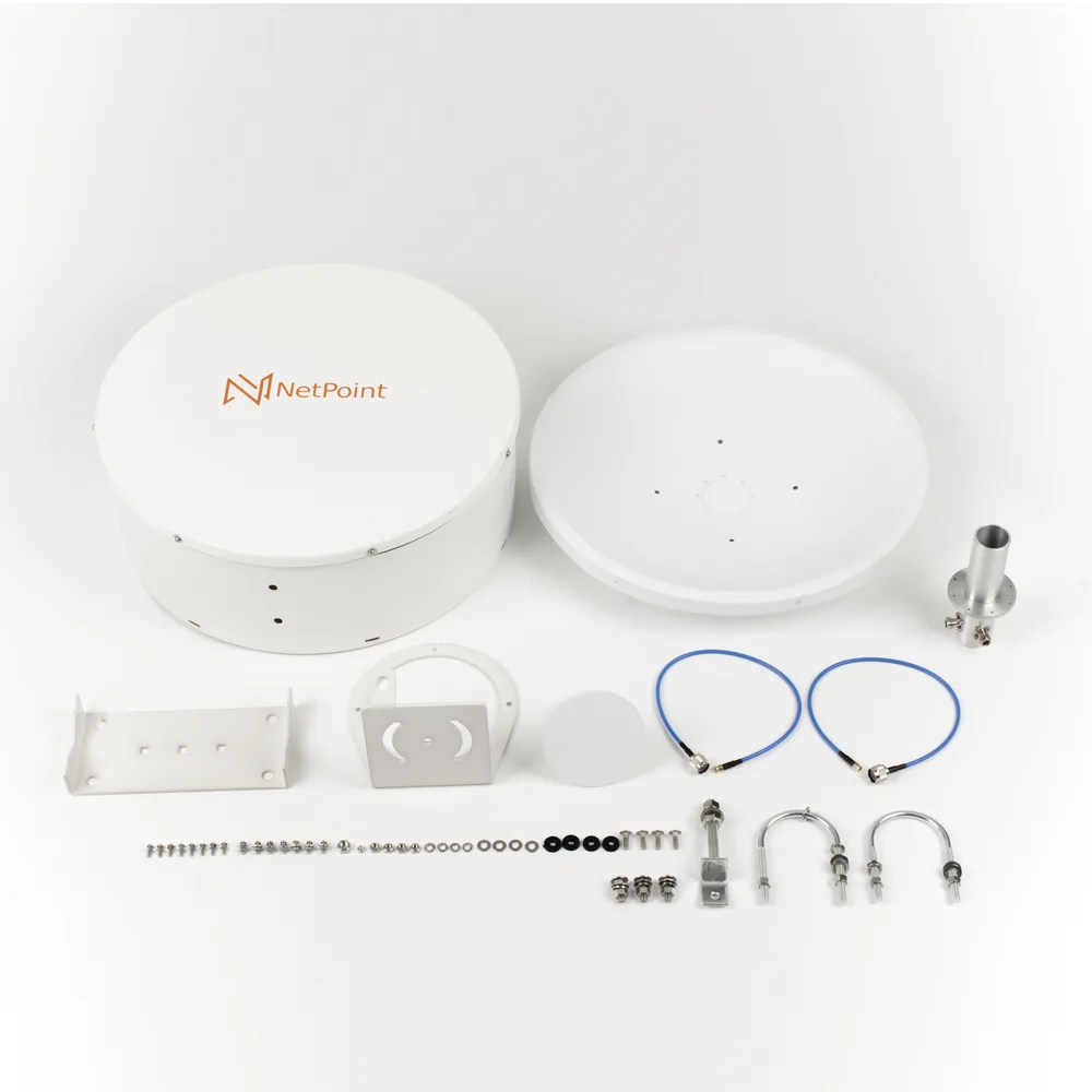 1 Antena Direccional Dual-Polaridad MLO Alto Rendimiento / diámetro  de 39.6 cm / 4.9-7.2 GHz / Ganancia 27 dBi / SLANT de 45 ° o 90 °  / Conector N-Hembra / Montaje, jumpers y radomo incluidos. – vista 7