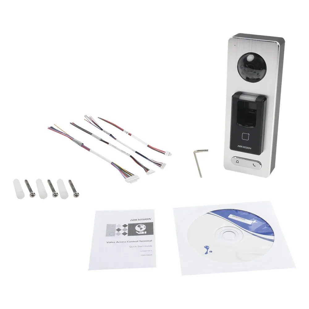 2 EN 1 / Lector Biométrico IP65 con Función de Videoportero y lector QR Incluida/ Llamada a APP de Smartphone Hik-Connect P2P (No requiere monitor) /  Soporta Tarjetas - Huellas - Códigos QR / Cámara 2 MP Compatible con DVRs y – vista 3