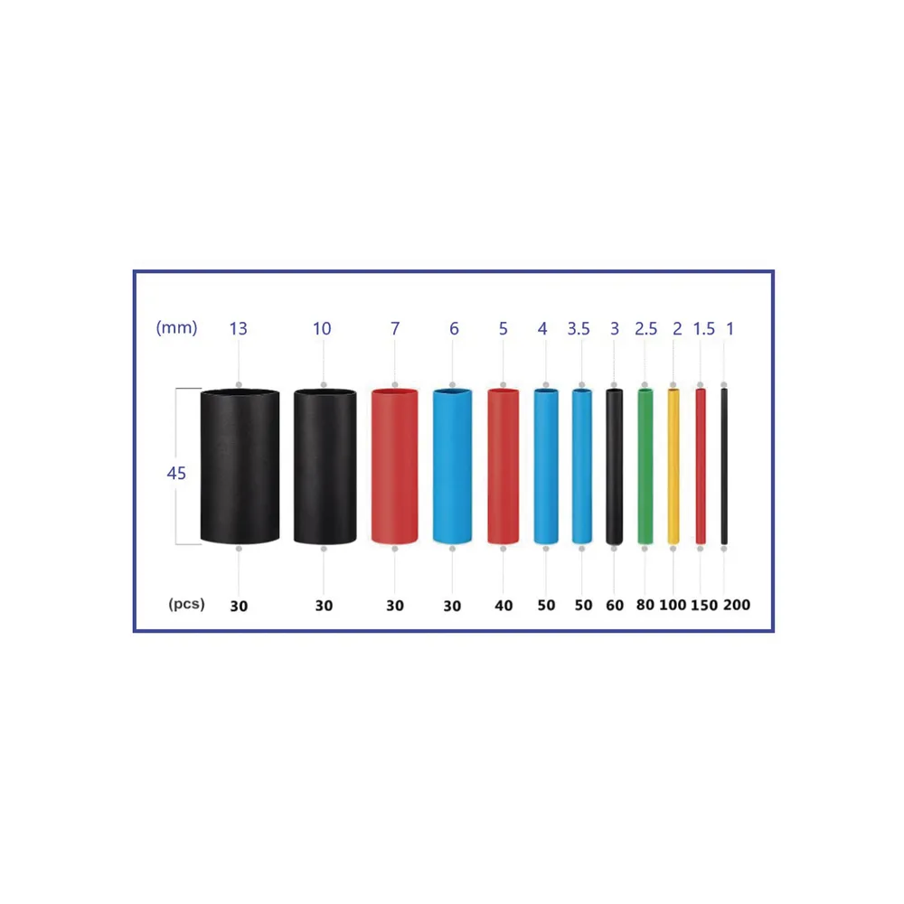850 Tubos Termoencogibles (Termofit) 2:1, de 12 Diferentes Medidas – vista 2