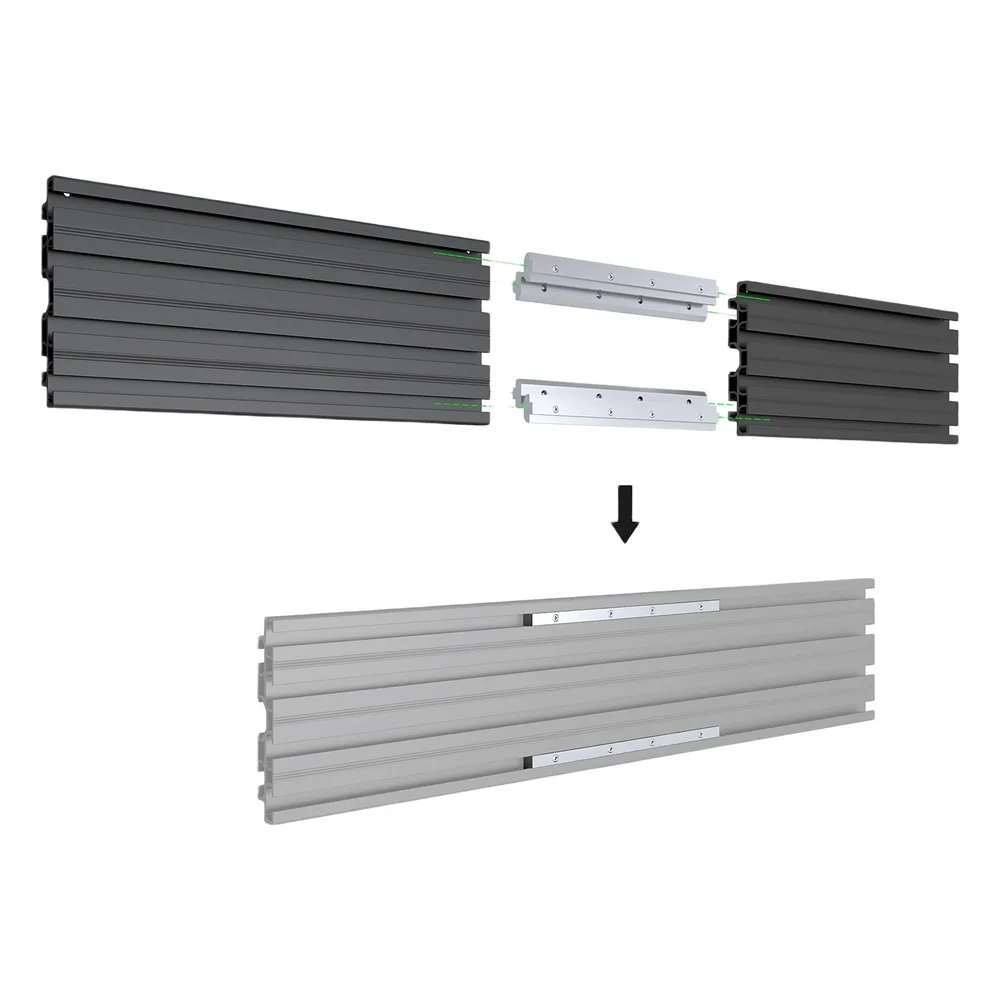 Accesorio_ Riel de Aluminio con Longitud 1750 mm | Ancho 120 mm|  Espesor 9 mm | Incluye Tapas y Tornillos | Compatible con estructura para Videowall | Diseño Modular – vista 2