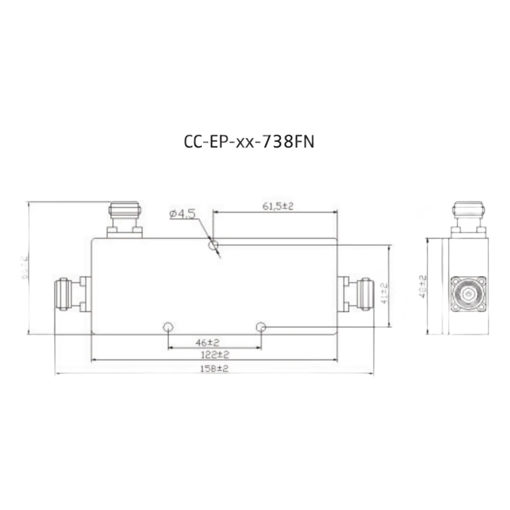 Acoplador Direccional / 694-3800 MHz / 300W / N hembra / 6dB / PIM < -155 dBc / IP65 / Bajo Pérdida – vista 2