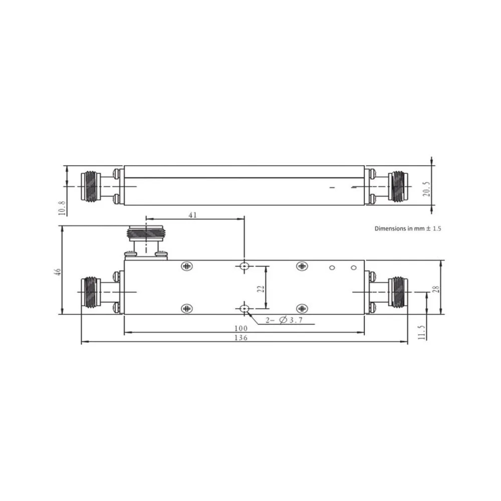 Acoplador  direccional 6dB 694-2700 50W Conectores N hembra – vista 2