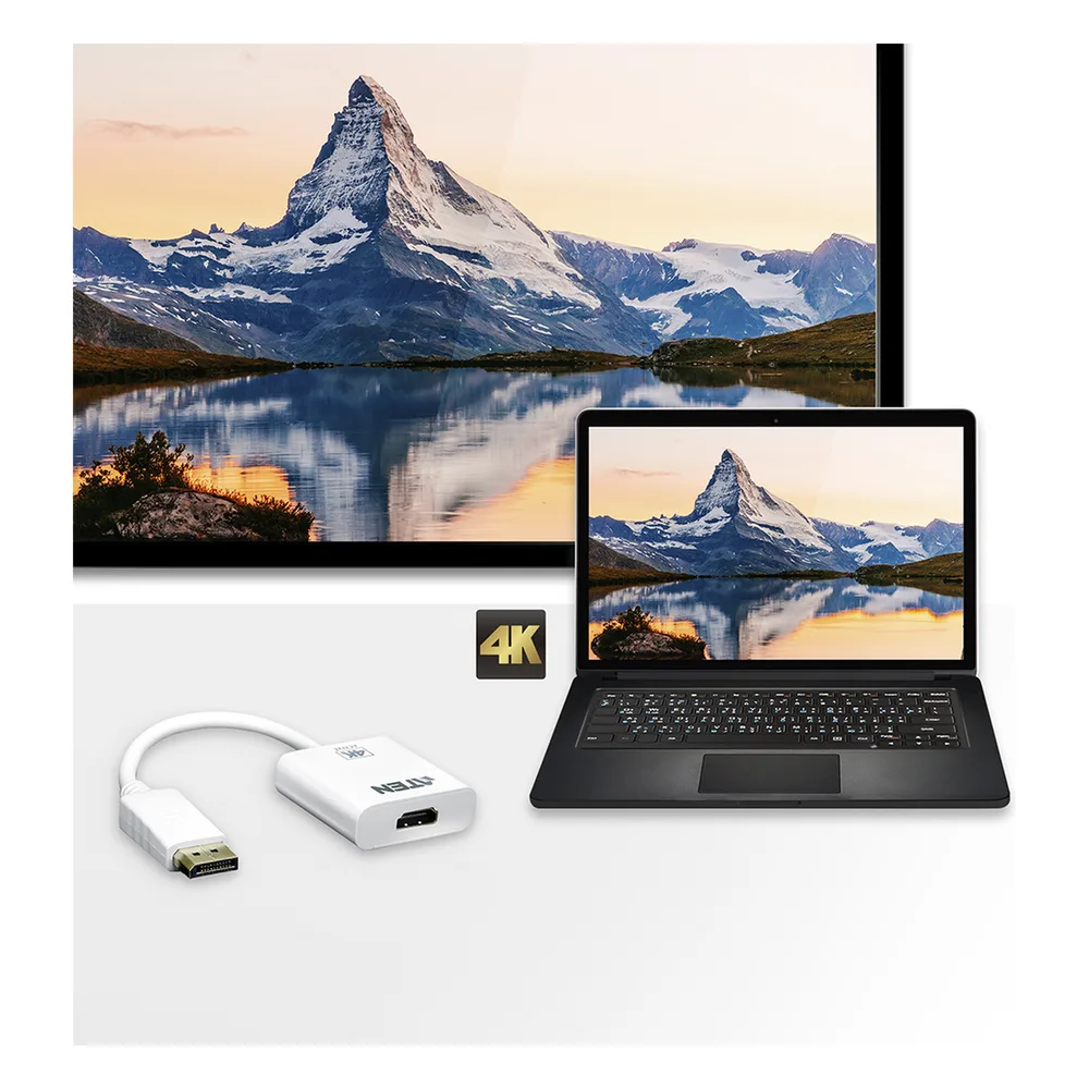 Adaptador activo de DisplayPort a HDMI | 4K | Compatible con audio | – vista 2