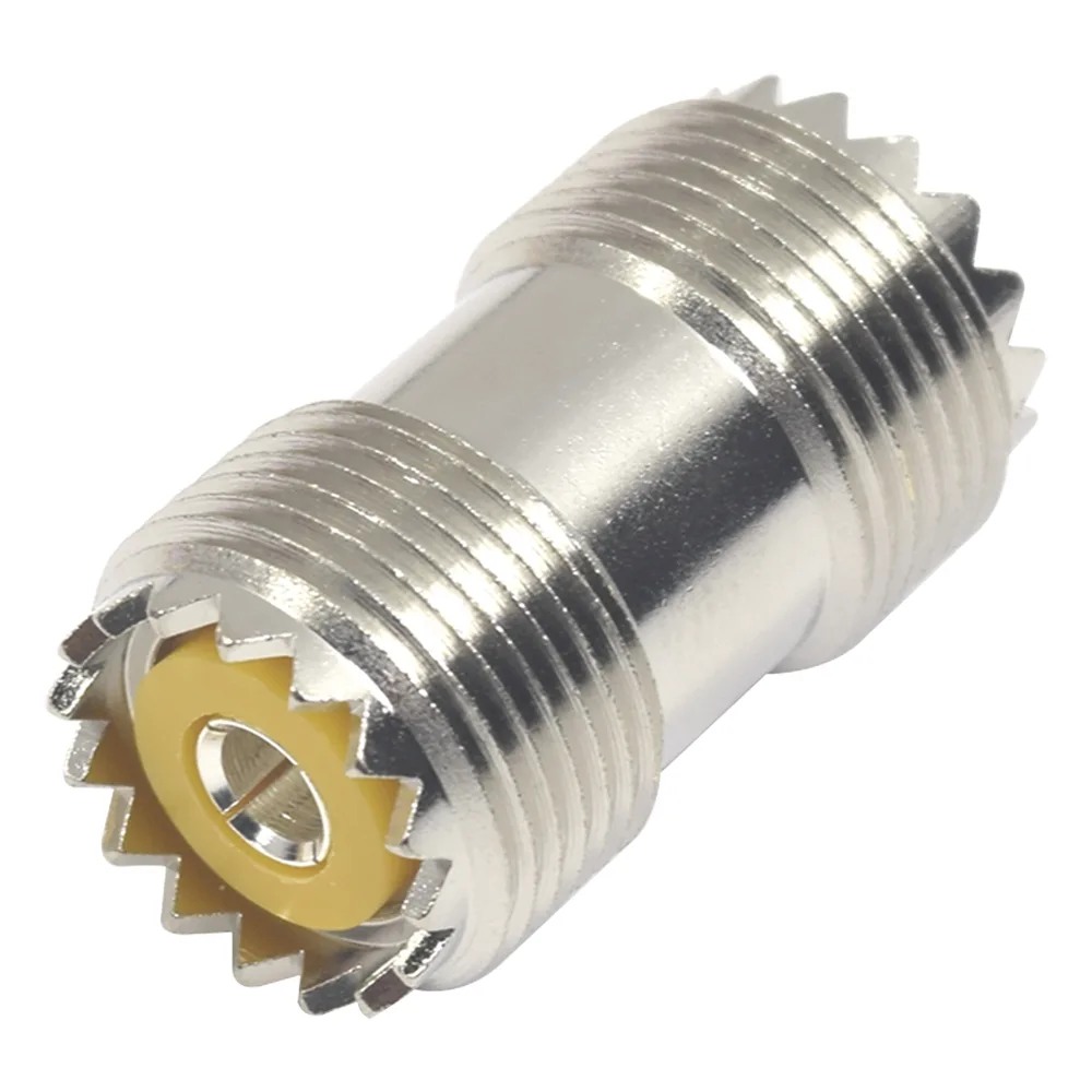 Adaptador Barril en Línea, de Conector UHF Hembra (SO-239) a UHF Hembra (SO-239), Niquel/ Plata/ Dap.