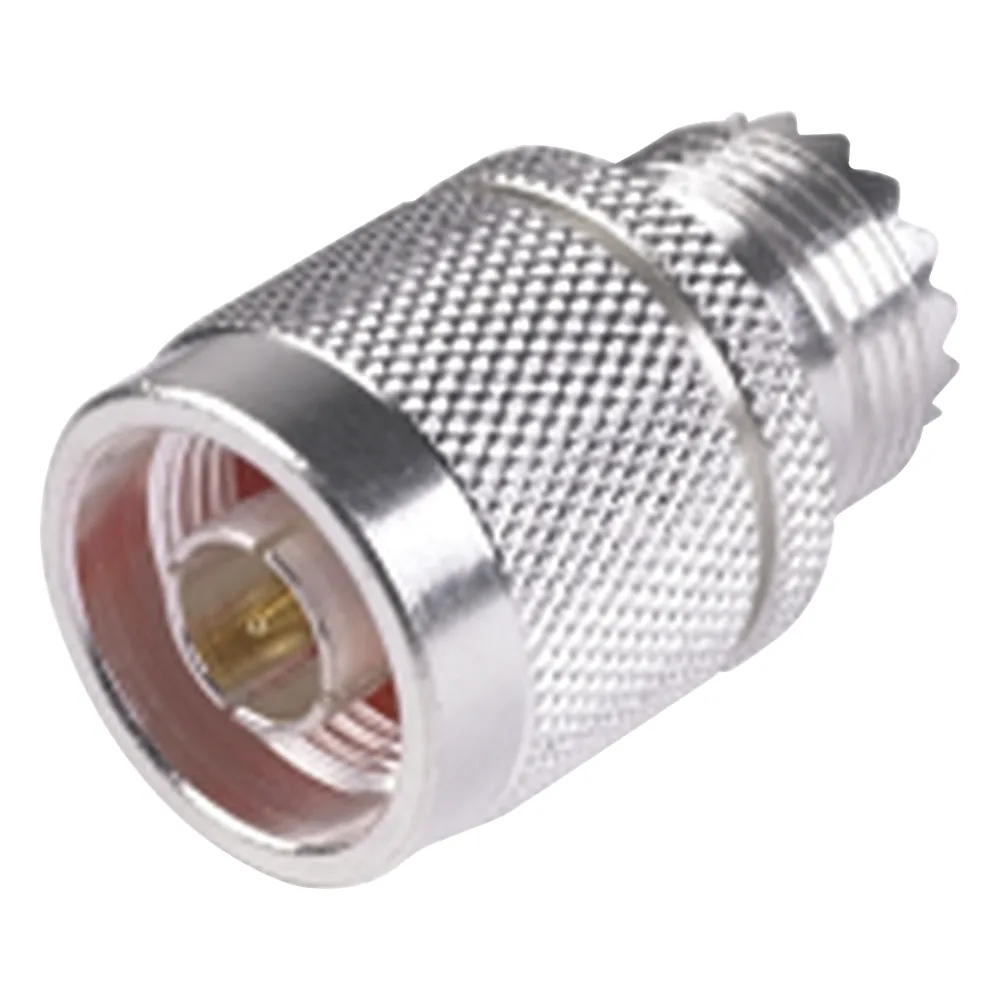 Adaptador en Línea, de Conector N Macho a UHF Hembra (SO-239), Plata/ Oro/ Teflón.