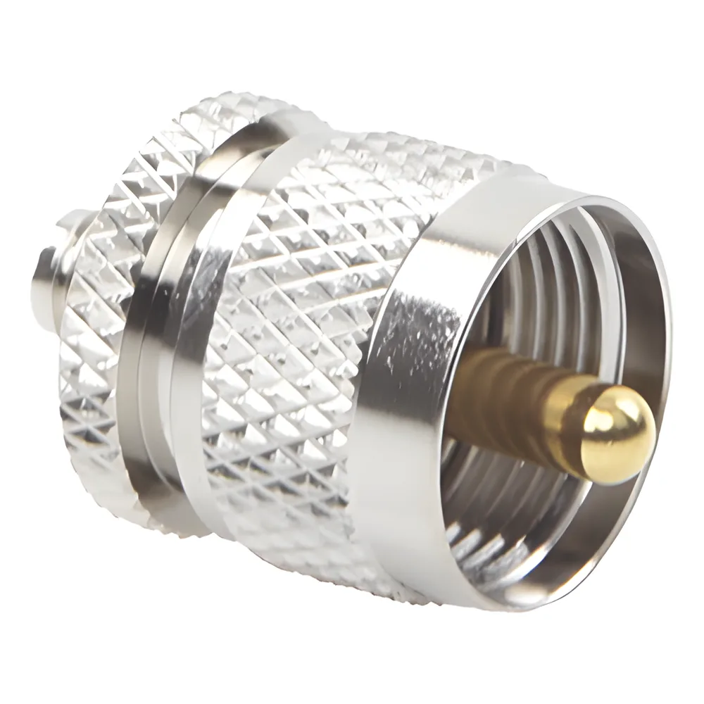 Adaptador en Línea de Conector SMA Hembra a UHF Macho (PL-259), Níquel/ Oro/ Teflón.