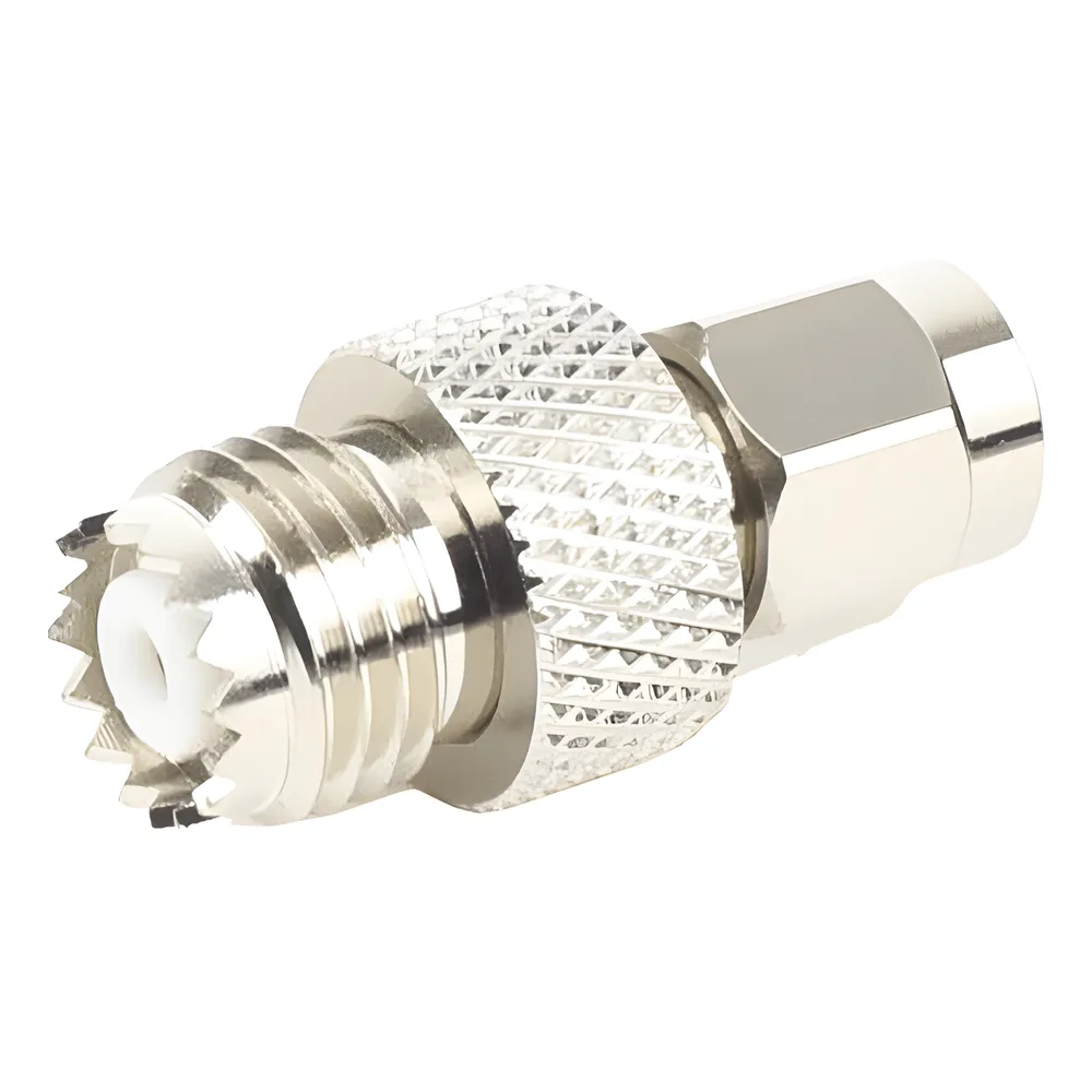 Adaptador en Línea, de Conector SMA Macho a Mini-UHF Hembra, Níquel/ Oro/ Teflón.Au/Teflón. – vista 2