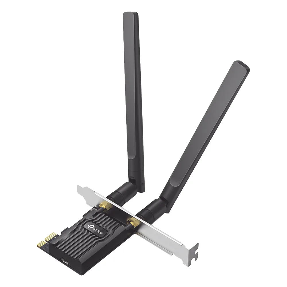 Adaptador  PCIe inalámbrico doble banda AX1800 Mbps / Seguridad Inalámbrica WPA3 /Antena de alta ganancia / Tecnología MU-MUMO 2X2 / Soporte de perfil bajo y Altura completa / Bluetooth 5.2