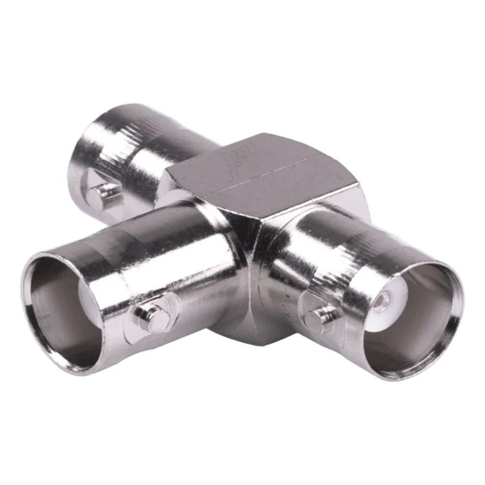 Adaptador Triple en T para 50 Ohm de BNC Hembra a Doble BNC Hembras, Níquel/ Plata/ Teflón.
