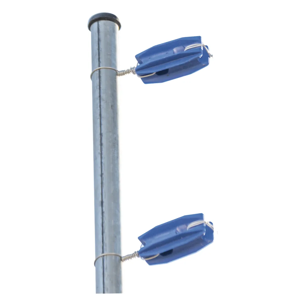 Aislador Azul de Esquina para Cercos Eléctricos / 18 kV / Resinas Vírgenes / Resistencia 7.5-10.2 kg / Anti UV / 66 mm x 31.6 mm
