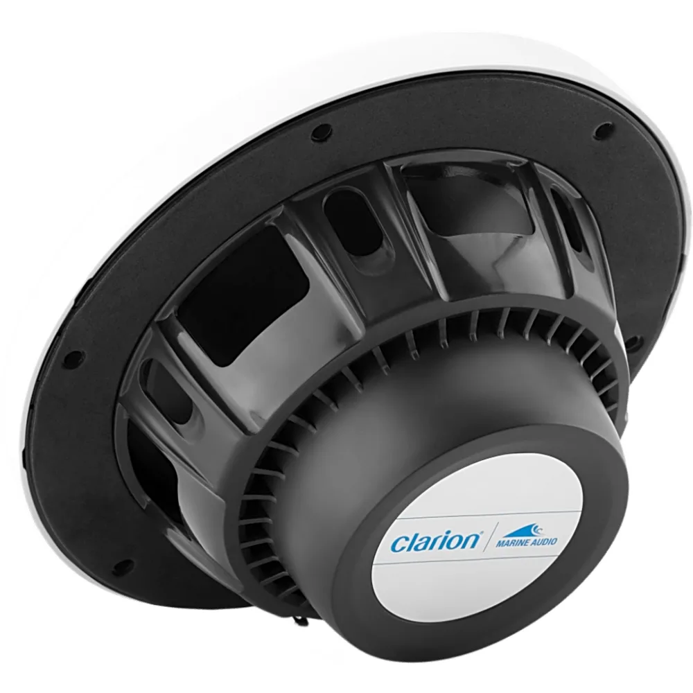 Altavoces náuticos Clarion® CMS 6.5" / 30 W RMS / 4 Ohmios / 87 dB / 55 Hz-20 KHz / RGB LED / Blanco y Negro Clásico – vista 2