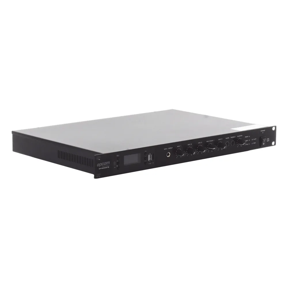Amplificador de Audio | 1 canal | 350 W | Sistema 100V y Baja Impedancia | 4 Entradas de Micrófono Balanceadas | Bluetooth | USB | SD | FM | Montaje en Rack – vista 5