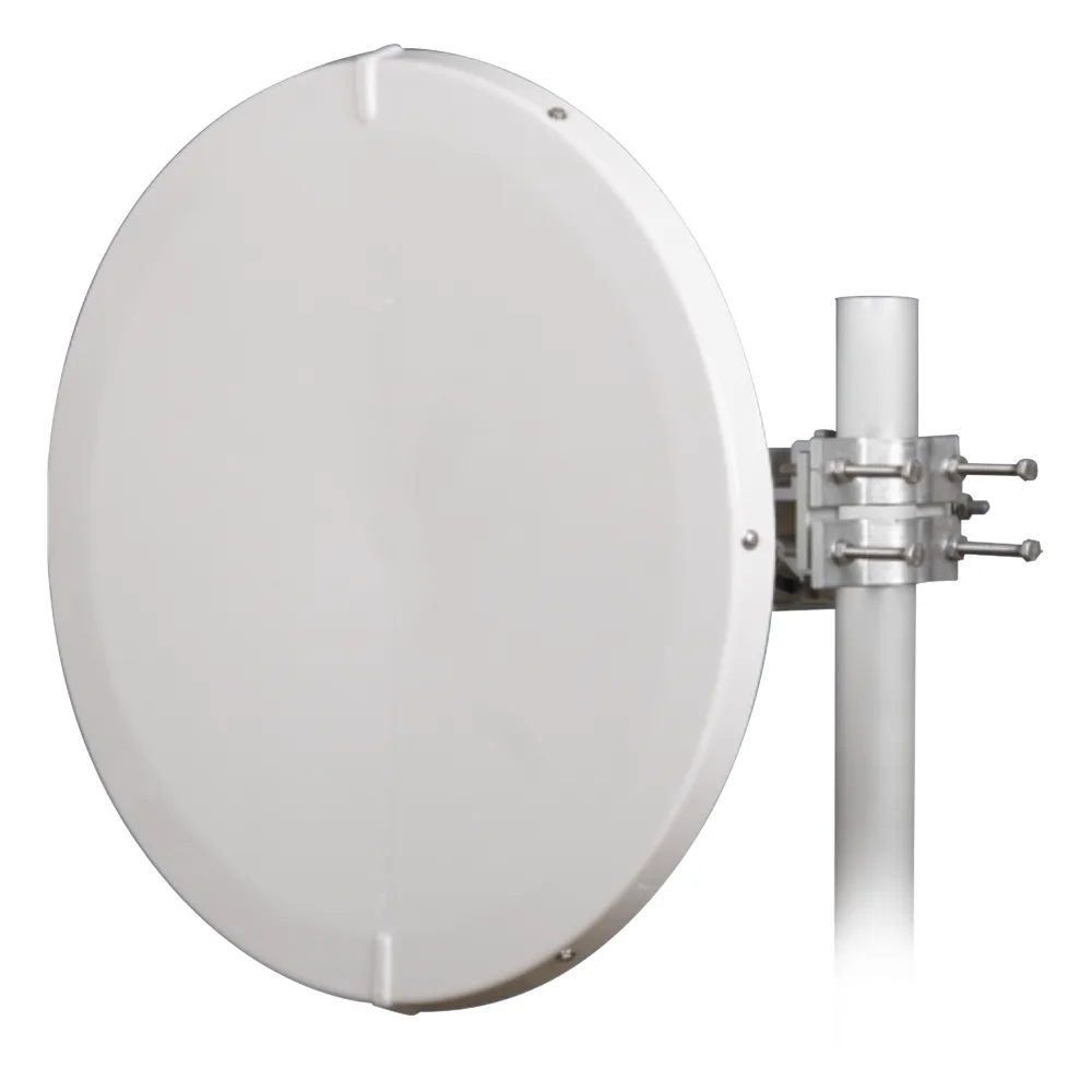 Antena Direccional de Alto Rendimiento / 30.5 ± 1 dBi / 2 ft / 5.9-7.125 GHz / Conectores RP-SMA / Alto Aislamiento al Ruido / Fácil Montaje y herraje de acero inoxidable /  Radomo Incluido
