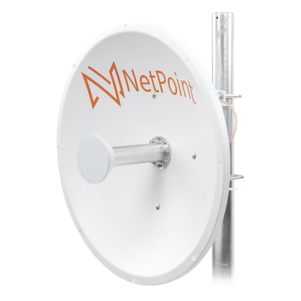Antena Direccional de alto rendimiento / diámetro  de 60 cm / 4.9-6.4 GHz / Ganancia 30 dBi / SLANT de 45 ° y 90 ° / Ideal para 30 km / Conector N-Hembra / Montaje  y jumpers incluidos.