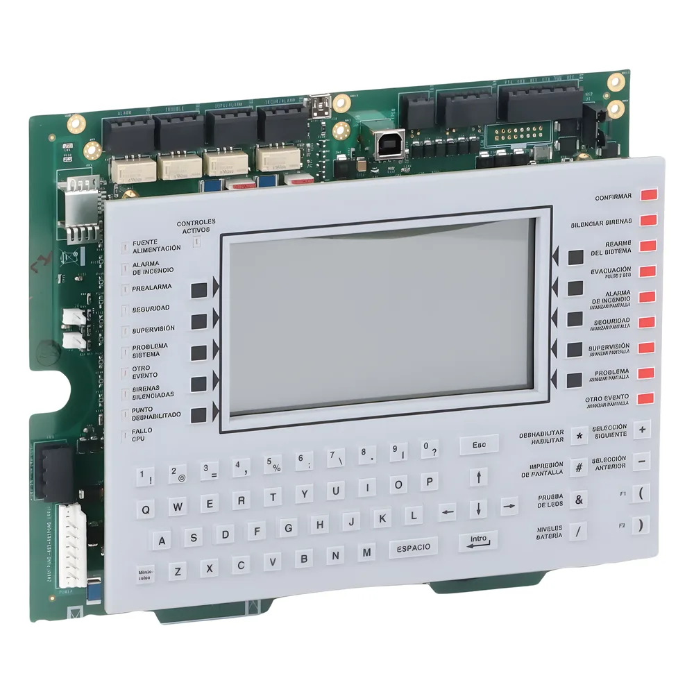 Anunciador de control de red con pantalla LCD retroiluminada y teclado QWERTY para paneles NOTIFIER serie ONYX, en español – vista 2