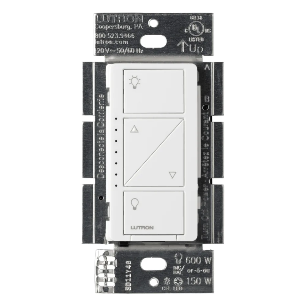 Atenuador de pared inteligente Caseta Wireless PRO de 120 V, 250 W LED / 1000 W incandescente-halógeno, neutro opcional, compatible con controles Pico y Smart Bridge