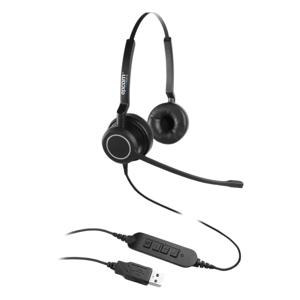 Audífonos USB de Diadema ESTÉREO con Audio HD / Micrófono con Cancelación de Ruido / Calidad para uso en Oficina