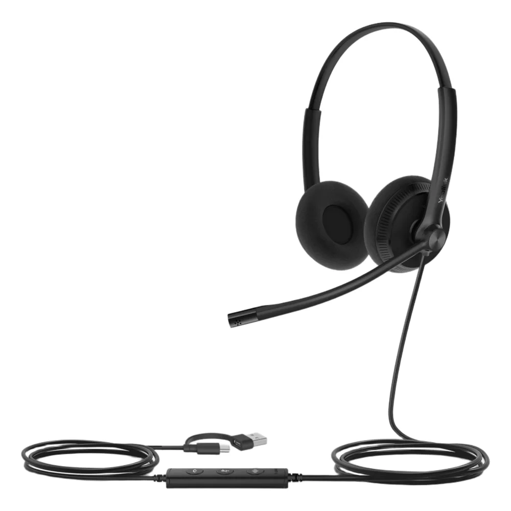 Auriculares Yealink UH34 Lite Dual con cancelación de ruido profesional para Microsoft Teams, USB-C/A e indicador de ocupado