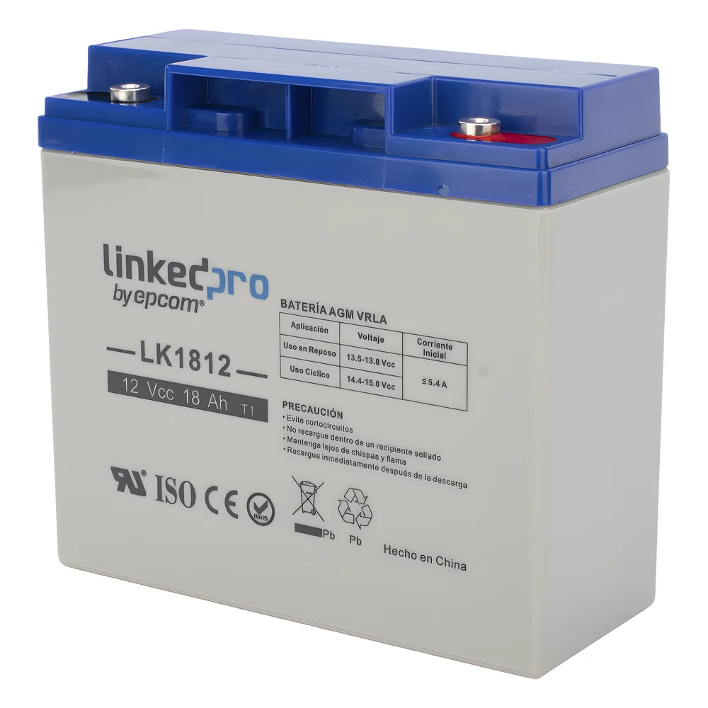 Batería de respaldo 12 V  |  18 Ah  |  AGM | Especial para Seguridad Electrónica | UPS | Sistemas de Emergencia | Vida útil 5 años | Terminales M5 – vista 3