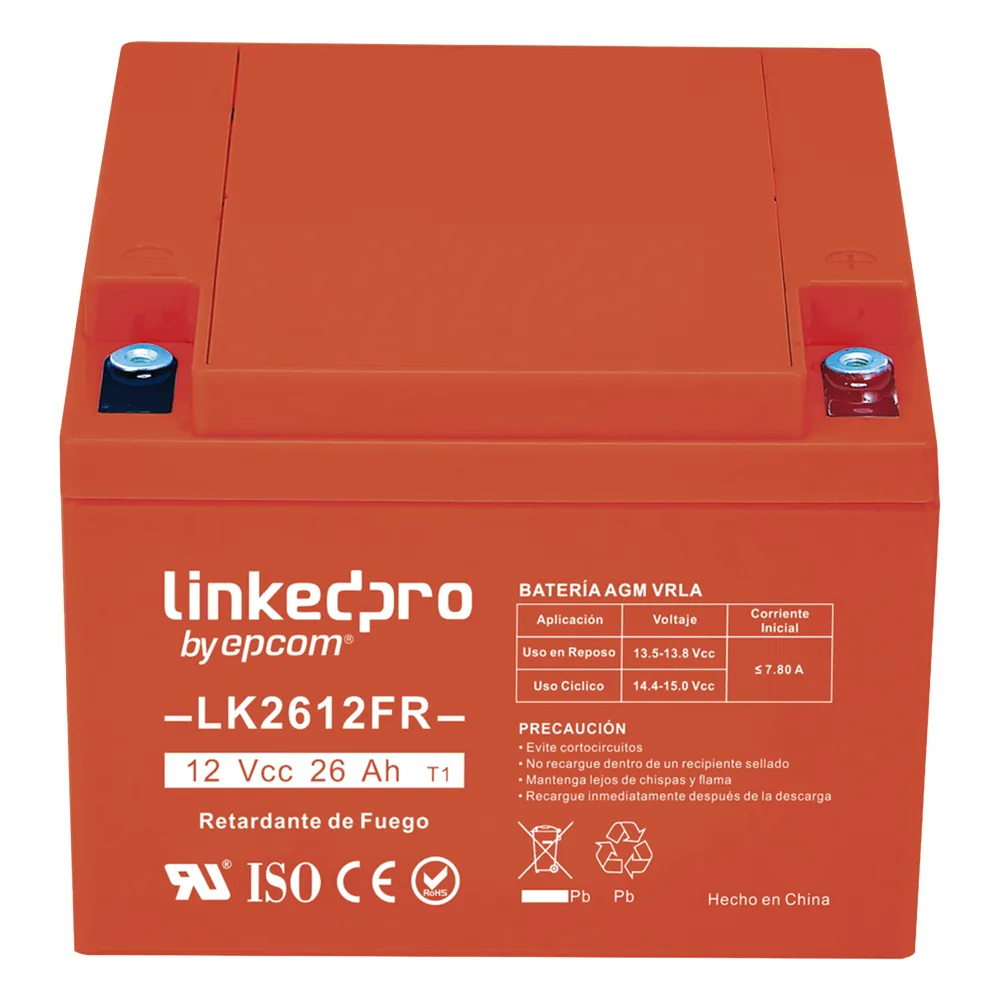 Batería de respaldo 12 V|  26 Ah | AGM | Certificada UL94-V0 Retardante a la Flama | Especial para Seguridad Electrónica | UPS | Sistemas de Emergencia | Vida útil 5 años | Terminales T1