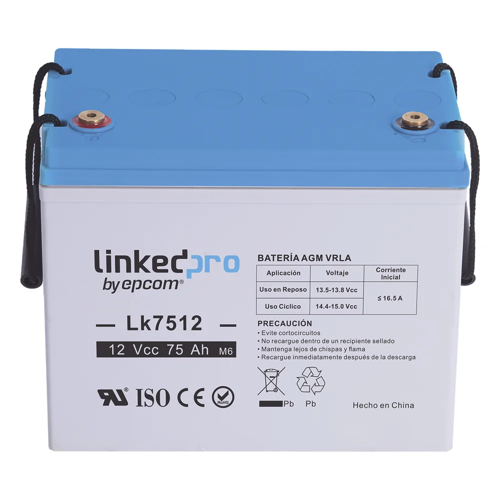 Batería de respaldo 12 V |  75 Ah | AGM | Especial para equipo electrónico | UPS  | Sistemas de Emergencia | Aplicaciones Fotovoltaicas | Terminales T3 – vista 2