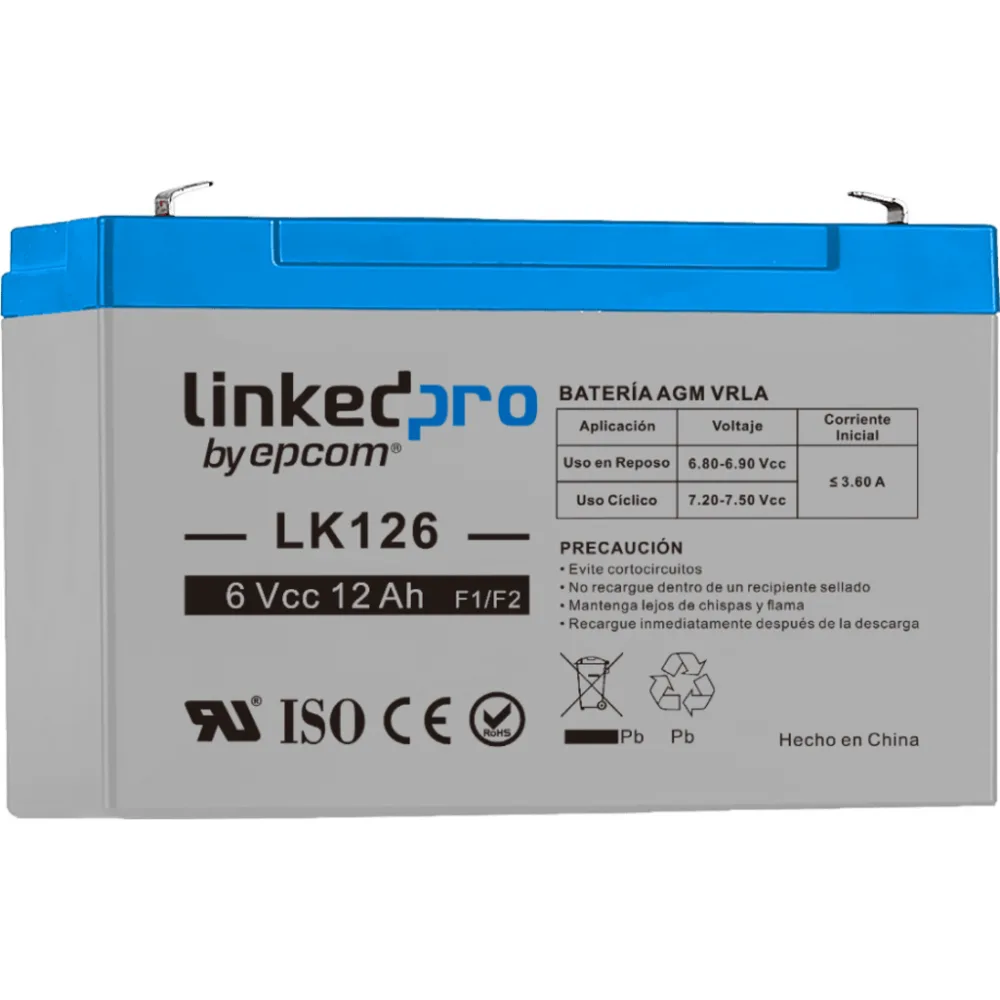 Batería de respaldo 6 V | 12 Ah | AGM | Especial para Seguridad Electrónica | UPS | Sistemas de Emergencia | Vida útil 5 años | Terminales F1 + Adaptador F2 – vista 4