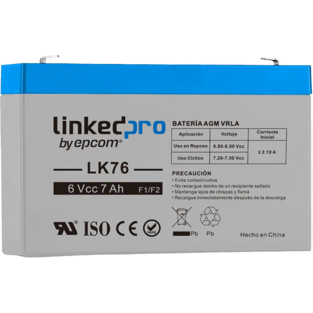 Batería de respaldo 6 V | 7 Ah | AGM | Especial para Seguridad Electrónica | UPS | Sistemas de Emergencia | Vida útil 5 años | Terminales F1 + Adaptador F2 – vista 4