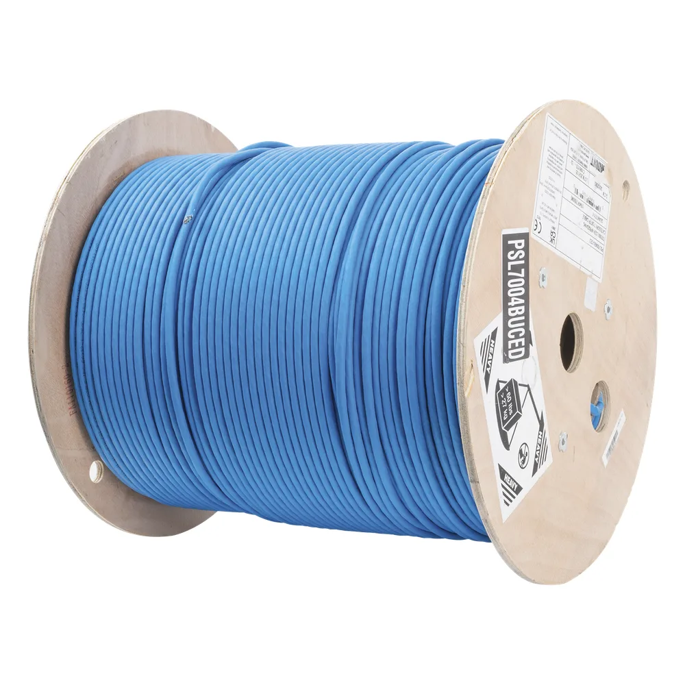 Bobina de Cable Blindado S/FTP de 4 Pares, Cat7, Inmune a Ruido e Interferencias, LSZH (Bajo Humo, Cero Halógenos), Color Azul, Bobina de 500 Metros (1640 Pies)
