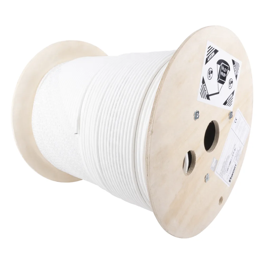 Bobina de Cable Blindado S/FTP de 4 Pares, Cat7, Inmune a Ruido e Interferencias, LSZH (Bajo Humo, Cero Halógenos), Color Blanco, Bobina de 500 Metros (1640 Pies)