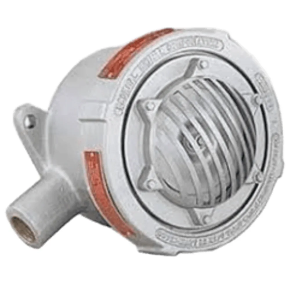 Bocina Vibrante a Prueba de Explosión Modelo 41X con Carcasa de Aluminio Resistente a la Corrosión / 120VAC, 240VAC, 24VDC / Volumen Ajustable / Ciclo de Trabajo 5 Minutos / Montaje en Tubería o Superficie