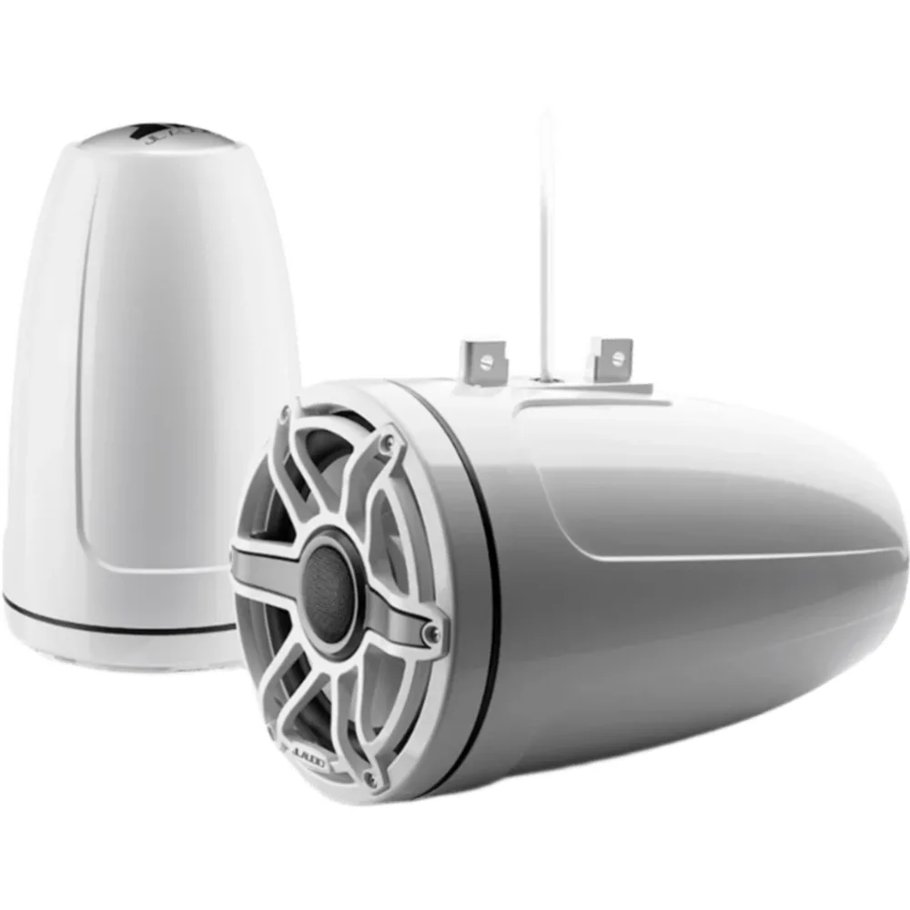 Bocinas Cerradas para Torre / Coaxial 8.8" (224 mm) / 125 W RMS / Impedancia 4 &Omega; / Respuesta 38 Hz-20 kHz / Tweeter Cúpula de Seda 32 mm (1.25") / Cono Polipropileno con Mica / Rejilla Deportiva Blanca / Cable 16 AWG 3 m (10 ft)