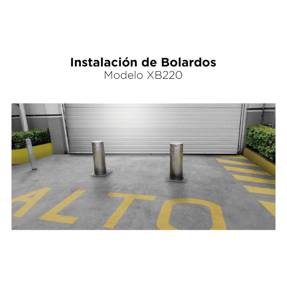 Bolardo neumático de acero inoxidable / 220 mm de diámetro / 750 mm de altura / acabado elegante con iluminacion led color rojo – vista 2