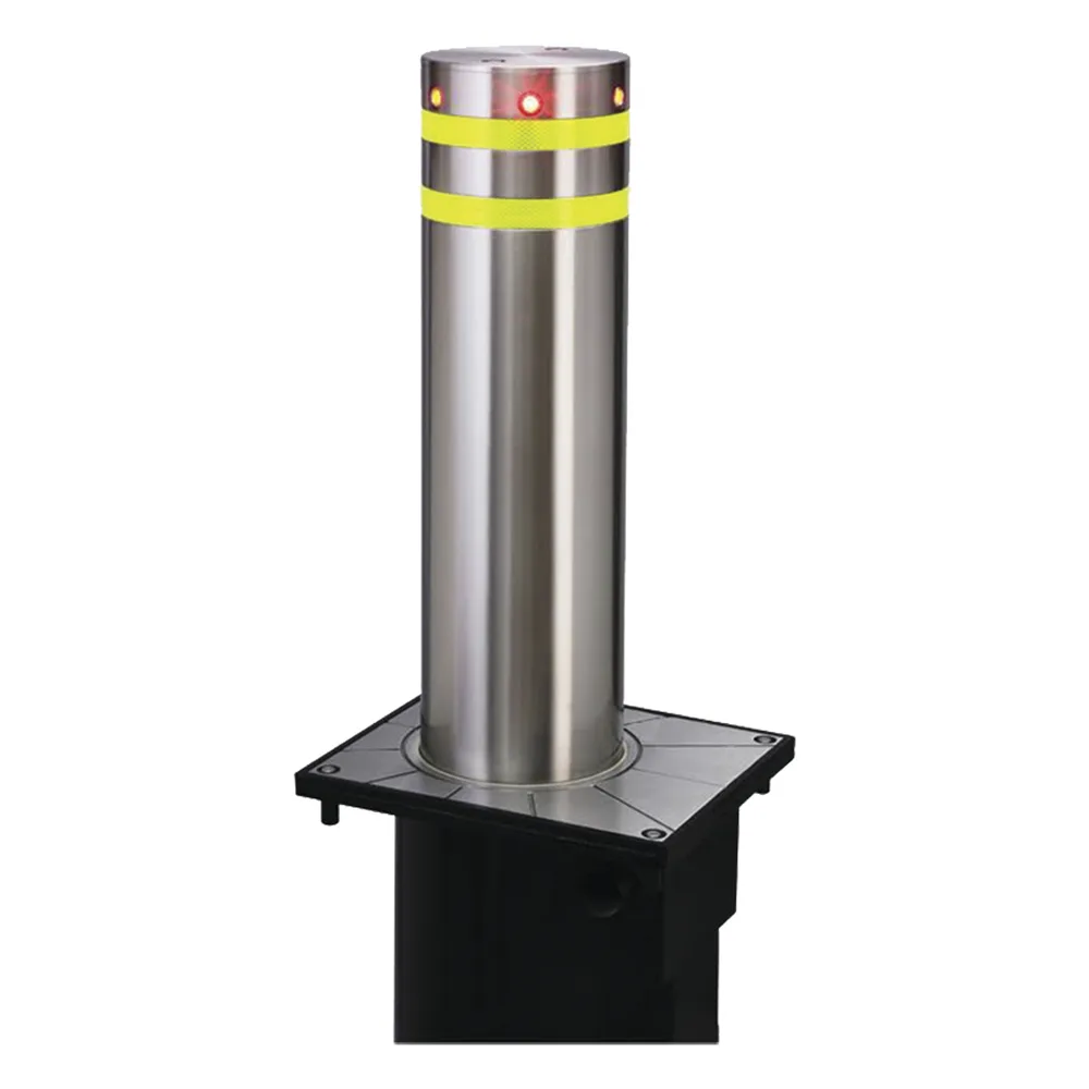 Bolardo neumático de acero inoxidable / 220 mm de diámetro / 750 mm de altura / acabado elegante con iluminacion led color rojo