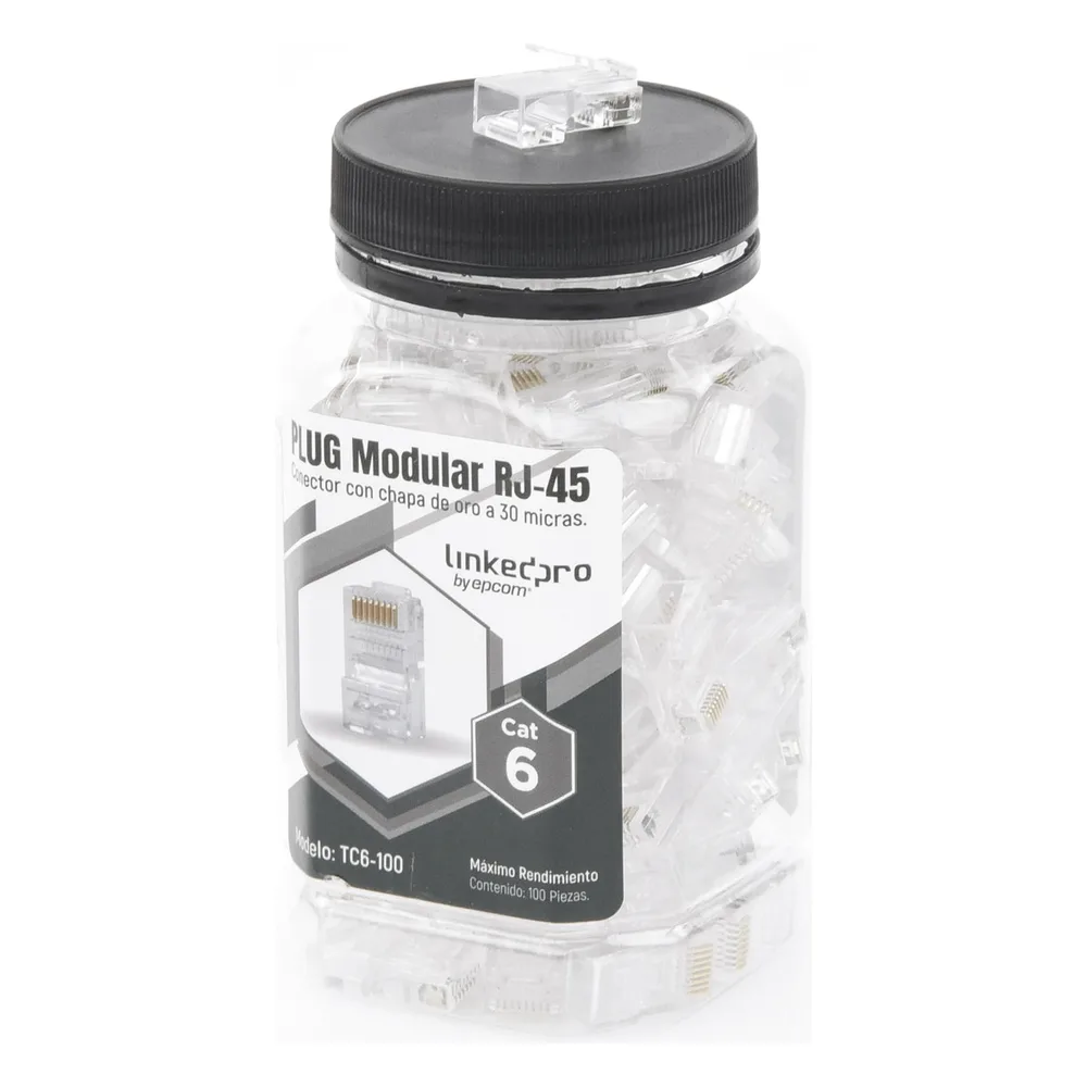 Bote con 100 Piezas de Plug Modular RJ45 Cat6 sin Blindaje, Chapado de Oro a 30 Micras para Durabilidad Extrema – vista 5