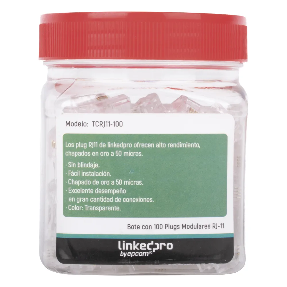 Bote con 100 Piezas de Plug Modular Tipo RJ11 de 4 Contactos Chapado de Oro a 50 Micras – vista 2