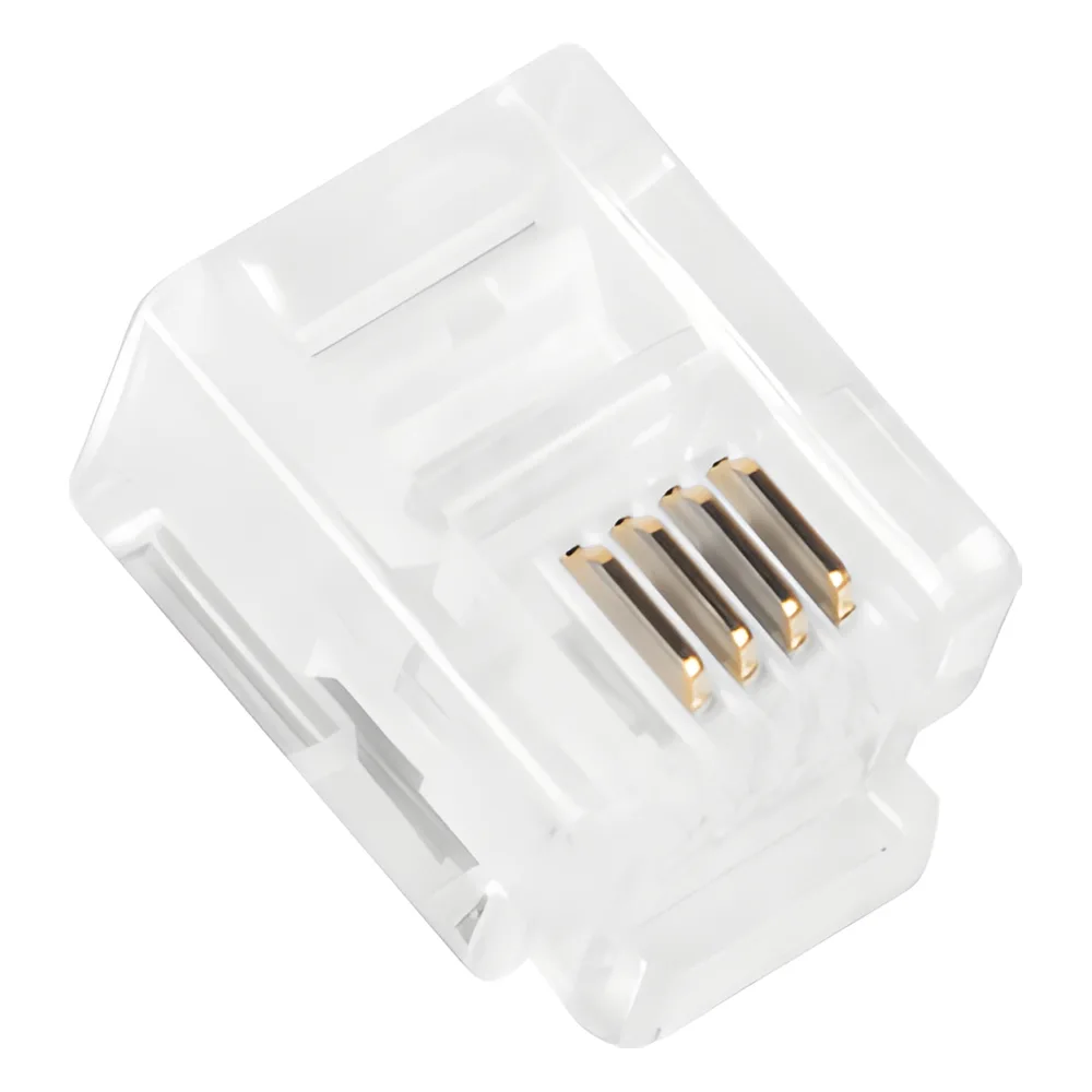 Bote con 100 Piezas de Plug Modular Tipo RJ11 de 4 Contactos Chapado de Oro a 50 Micras – vista 3