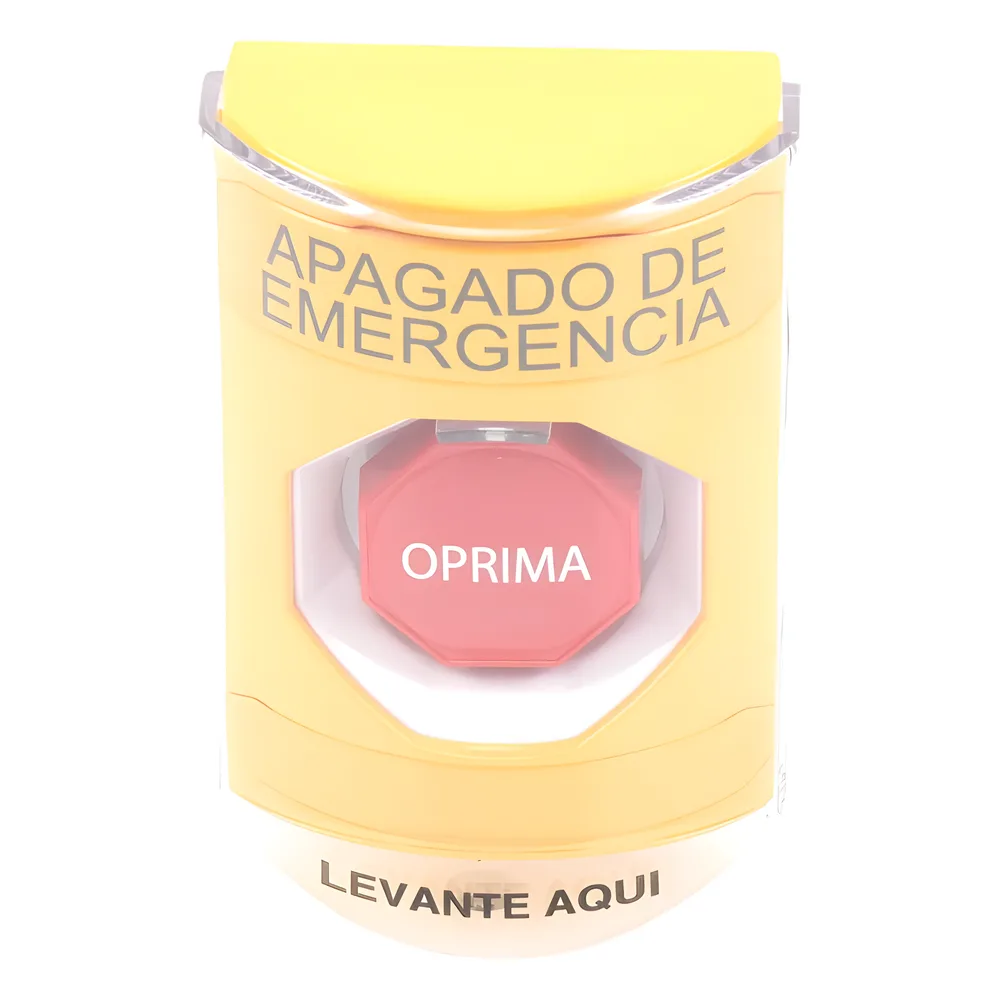 Botón de Apagado de Emergencia, Texto en Español, Tapa Protectora de Policarbonato Súper Resistente, Restablecimiento con Llave – vista 3
