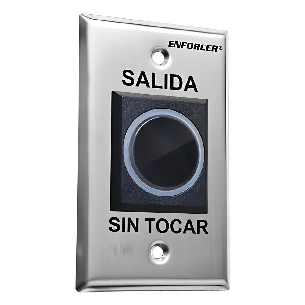 Botón de Salida sin Contacto / Sensor IR / Iluminado / Normalmente Abierto y Cerrado / Distancia Ajustable de Detección /  Rele Ajustable de 0.5 a 30 Segundos / Uso Interior