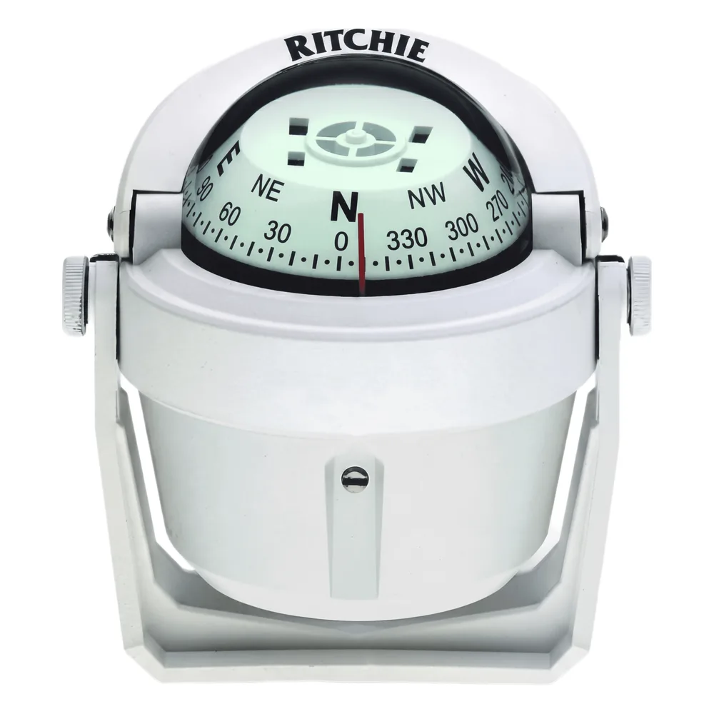Brújula de Navegación Marítima Ritchie B-51W / Montaje en Bracket / Dial 2" (51 mm) / Iluminación Nocturna Verde / DirectiveForce Magnets / Construcción Compuesta Alta Temperatura / 100% Reparable