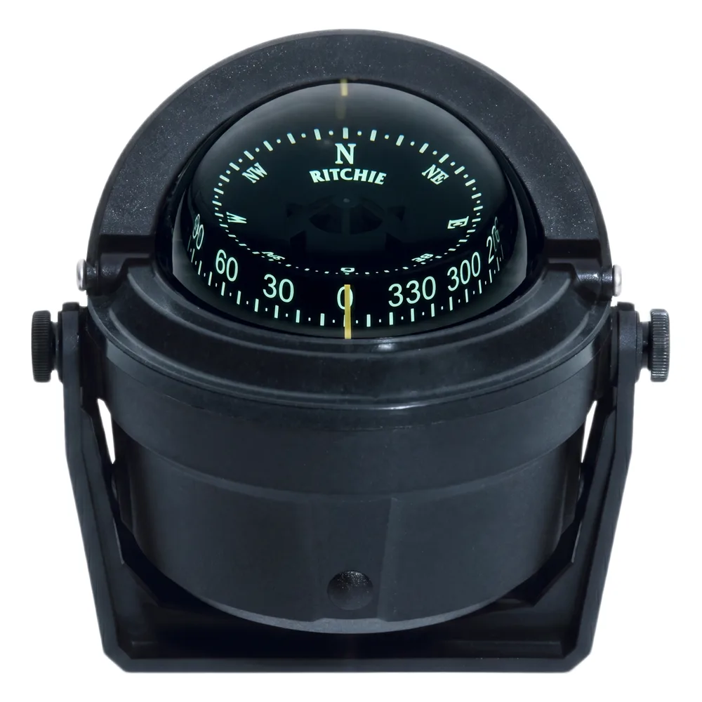 Brújula de Navegación Marítima Ritchie Voyager B-81R / Montaje en Bracket / CombiDial 3" (76 mm) / Iluminación NiteVu Verde / DirectiveForce Magnets / Escudo Solar Móvil / 100% Reparable