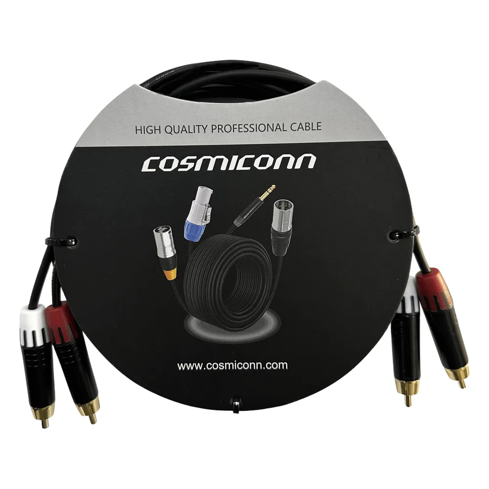 Cable 2 RCA x 2 RCA, conectores negros, con diferenciador de blanco y rojo (2x MT380-RD - 2x MT380-WH), length 2m