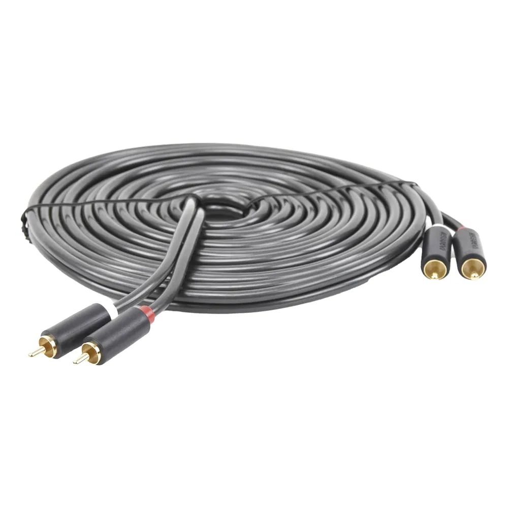 Cable de Audio 2 RCA Macho a 2 RCA Macho / 5 Metros (16.40 Pies) / Color Negro / Alta Calidad / Anillos de Goma para Asegurar un Agarre Firme al Instalar o Quitar el Cable – vista 3