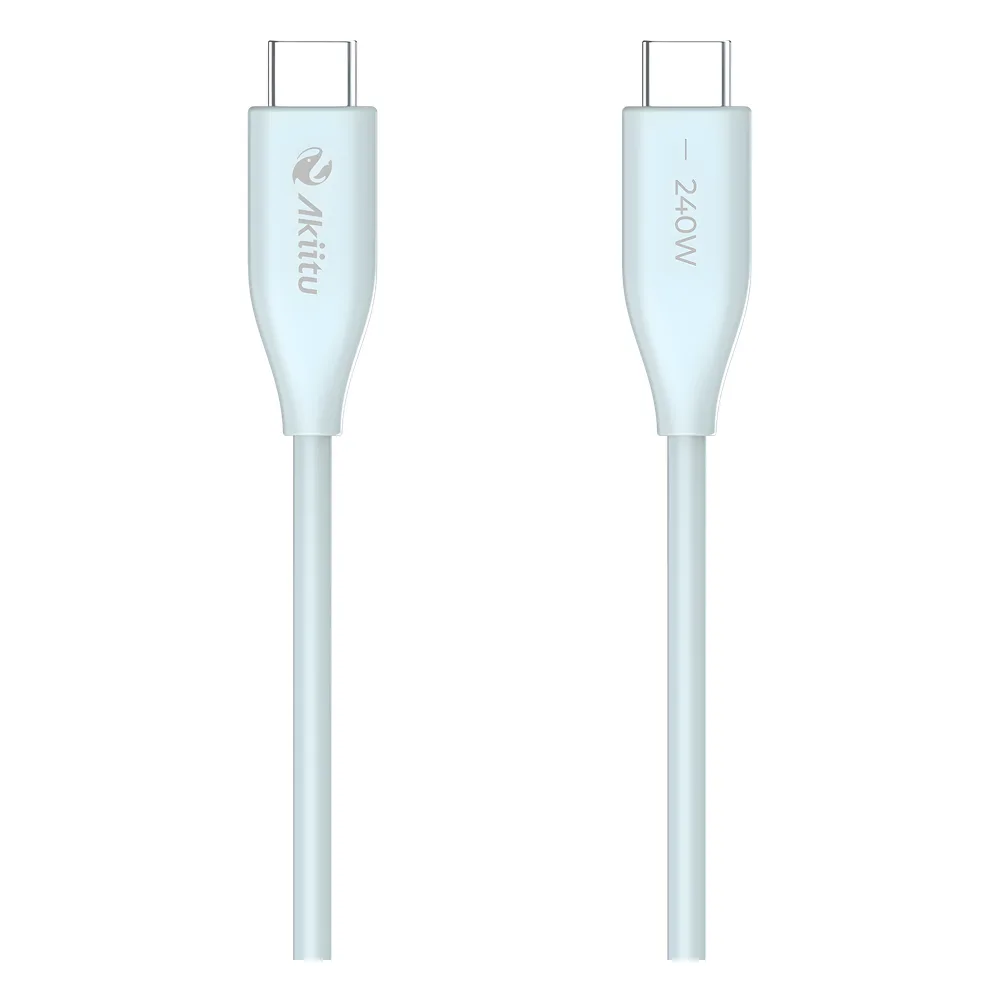 Cable de Carga USB-C a C 1.5 Metros / Potencia 240W / Velocidad Transferencia 480 Mbps / Tecnología GaN (Nitruro de Galio) / Fast-Charging / Material Silicona No Tóxica /  Conector Aluminio Anodizado
