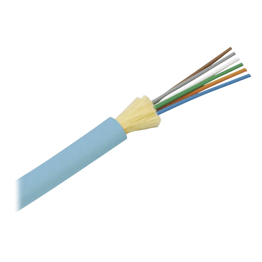 Cable de Fibra Óptica de 12 Hilos, Multimodo OM4 50/125 Optimizada, Interior, Tight Buffer 900um, No Conductiva (Dieléctrica), OFNR (Riser), Precio Por Metro