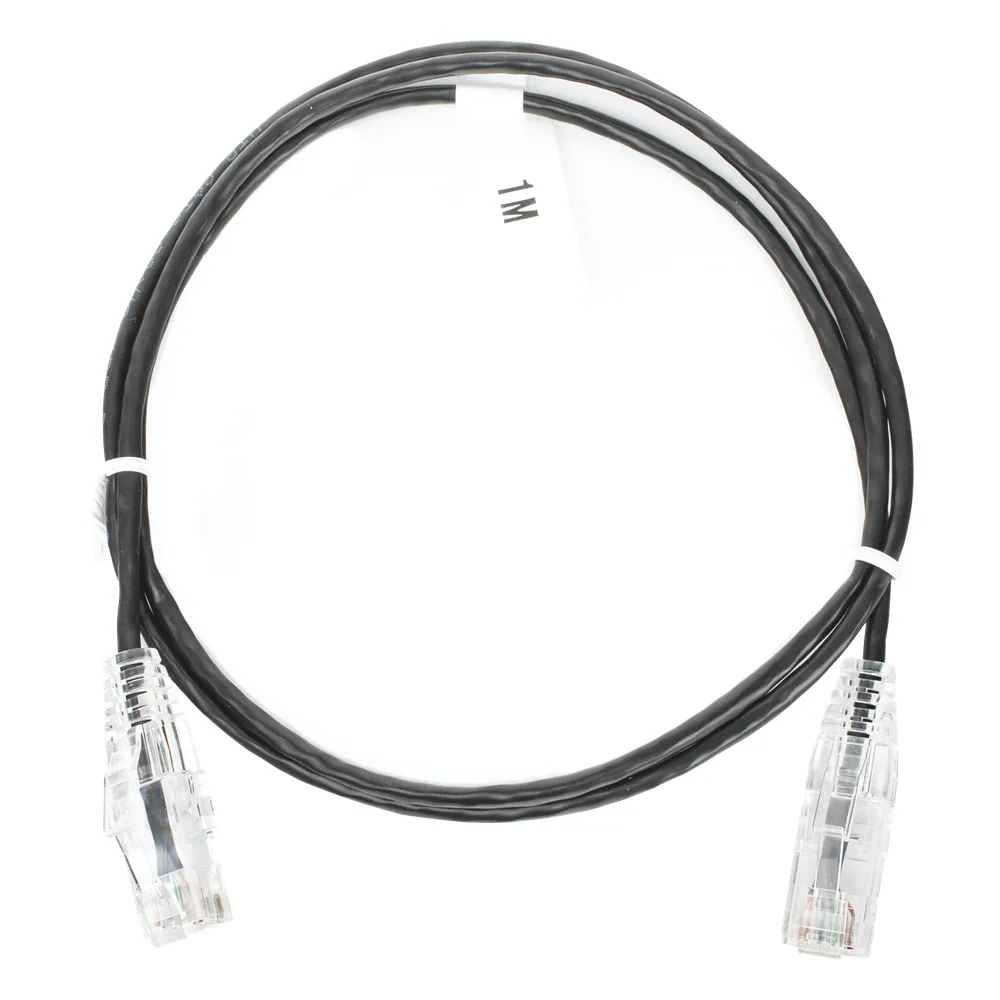 Cable de Parcheo Slim UTP Cat6 - 1 Metro (3.28 Pies), Negro, Diámetro Reducido (28 AWG)