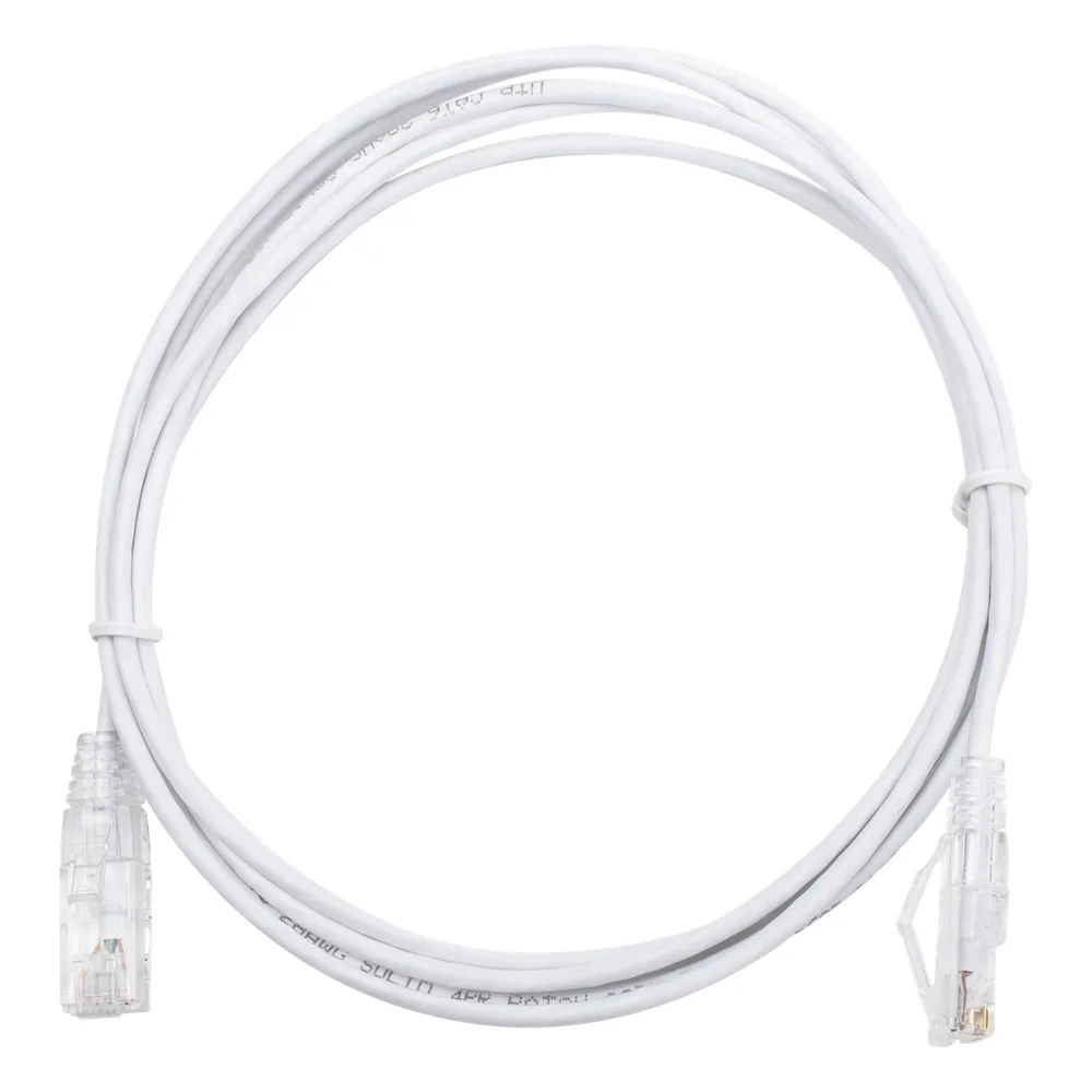 Cable de Parcheo Slim UTP Cat6 - 2 Metros (6.56 Pies) Blanco Diámetro Reducido (28 AWG)