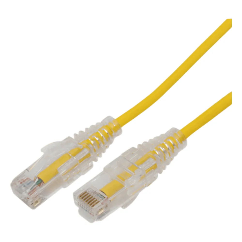 Cable de Parcheo Slim UTP Cat6A - 5 Metros (16.40 Pies) Amarillo, Diámetro Reducido (28 AWG)