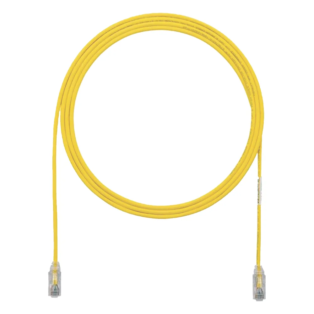 Cable de Parcheo TX6, UTP Cat6, Diámetro Reducido (28AWG), Color Amarillo, 0.3 Metros (1 Pie)