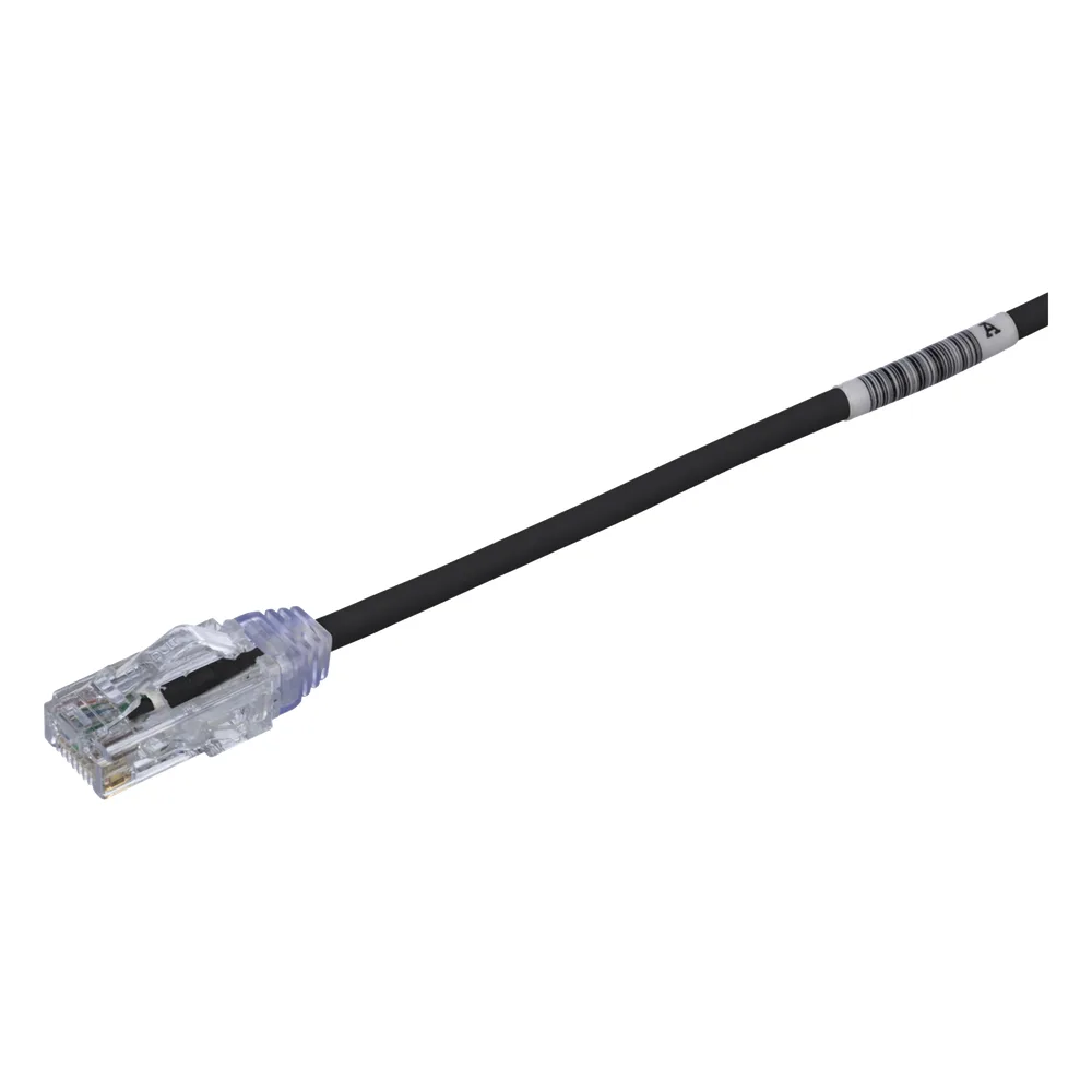 Cable de Parcheo TX6, UTP Cat6, Diámetro Reducido (28AWG), Color Negro, 0.5 Metros (1.64 Pies)